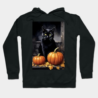 The Black Cat and the Pumpkins Hoodie